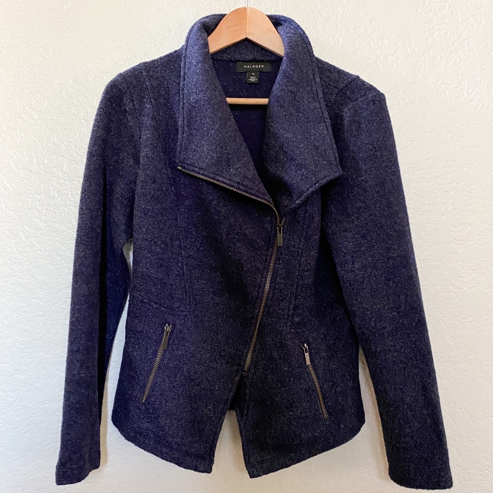 HALOGEN Wool Moto Style Jacket, Size Medium
